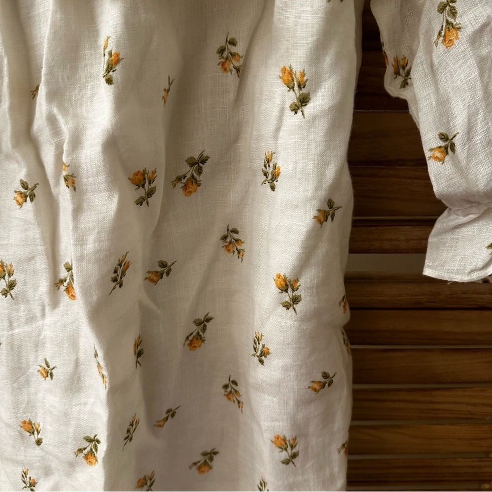 Reformation Indio Floral Mini Dress Linen size S - Picture 2 of 3